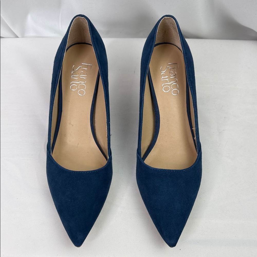 Franco Sarto Navy Suede Pointed Toe Pumps